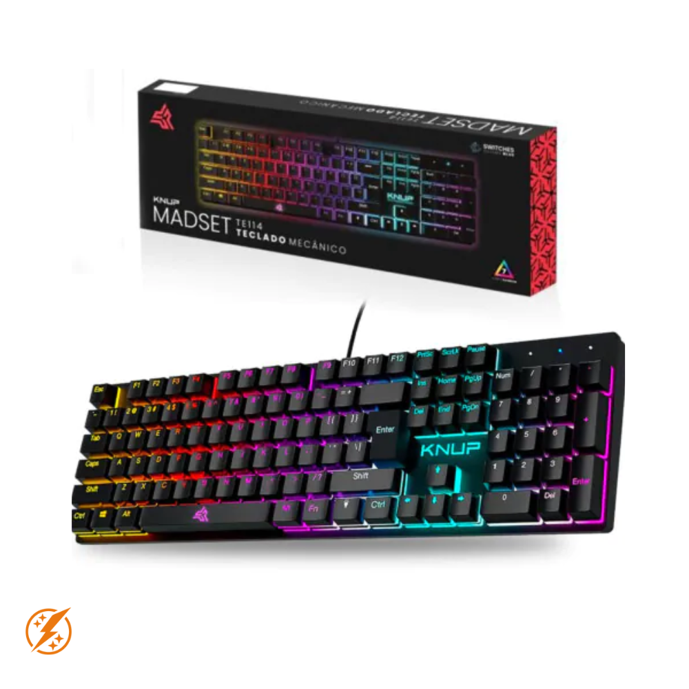 Teclado Mecanico Gamer RGB com Switch Blue e Anti-Ghosting KNUP - KP-TE114